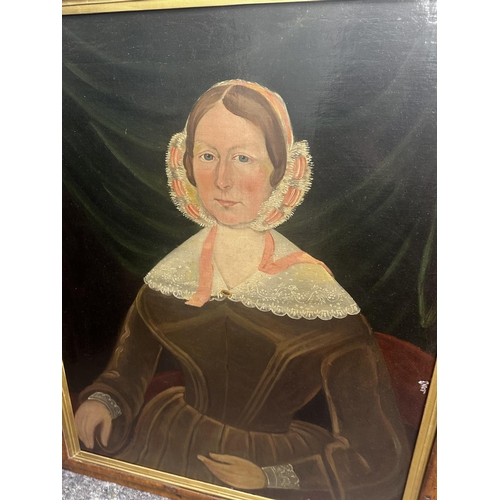 460 - Framed 19th Century Provincial Portrait of a Lady (72cm x 58cm) oil on canvas