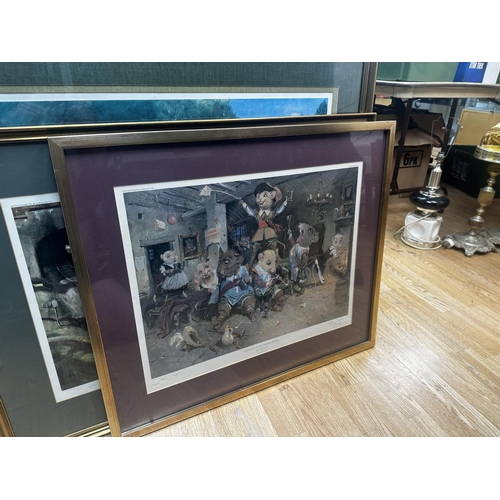 648 - Signed Terence Cuneo Print-D'Artagnan and the Three Mouseketeers