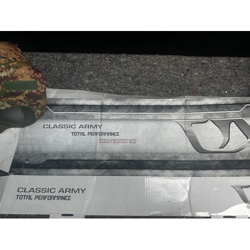 489 - Classic Army Nemesis DT-4 Airsoft Gun Boxed with Foregrip, Sight and Sight Protector. Complete with ... 