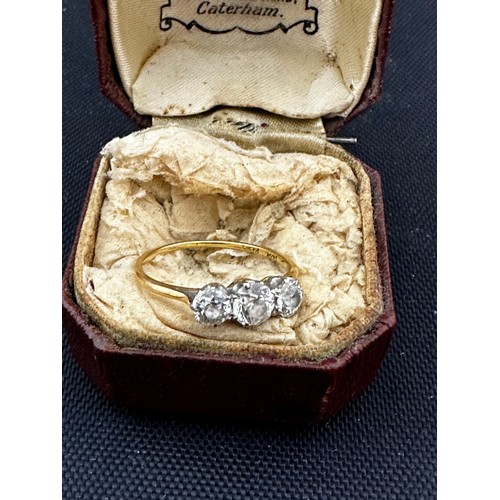 2 - 18ct Gold and Platinum Diamond Trilogy Ring -Centre Stone approx. 0.6 ct with 2 Stones either side a... 