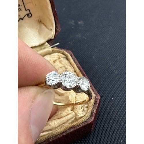 2 - 18ct Gold and Platinum Diamond Trilogy Ring -Centre Stone approx. 0.6 ct with 2 Stones either side a... 