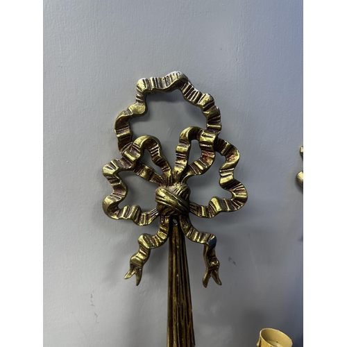 510A - Pair of Vintage Heavy Brass Wall Sconces