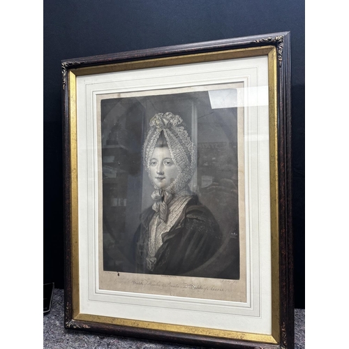 631 - ORIGINAL FRAMED PRINT PICTURE BY J.FINLAYSON OF THE DUCHESS OF ARGYL Elizabeth Gunning dated 1770.