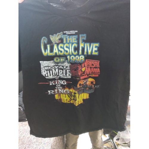 417 - Good Collection of Original Retro Wrestling Event T Shirts and other Wrestling Memorabilia such as E... 