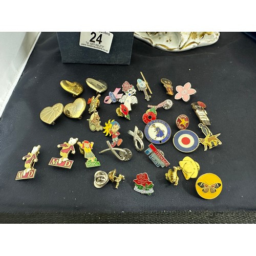 24 - Box of Vintage Badges etc