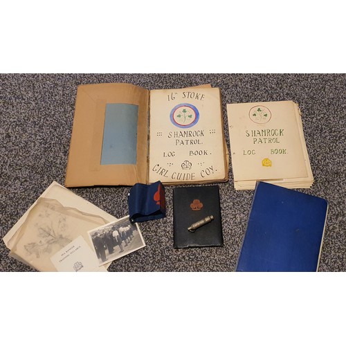 103 - Vintage Girl Guide Whistle plus associated girl guide paperwork etc