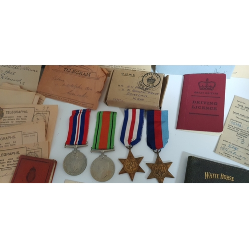 2 - Collection of WW2 Military Paperwork and Medals including letters, telegrams, official documents etc... 