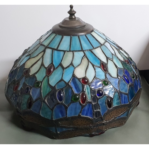 4 - A heavy & good quality dragonfly stained glass lamp shade