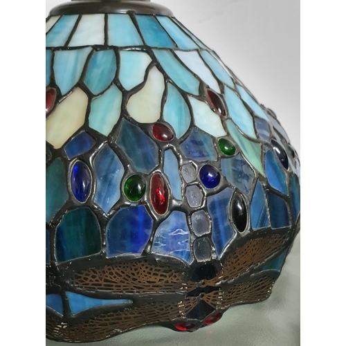 4 - A heavy & good quality dragonfly stained glass lamp shade