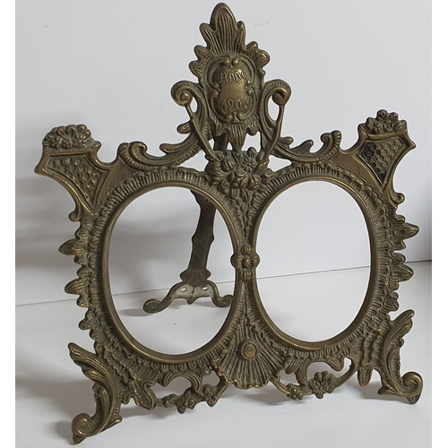 6 - Antique brass double oval photo frame