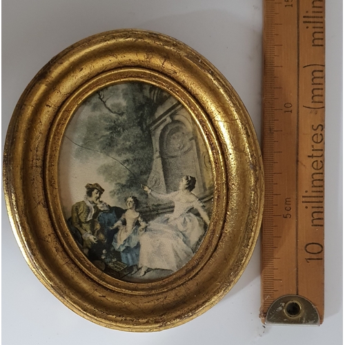 7 - Antique Oval Gilt Wood frame - on silk