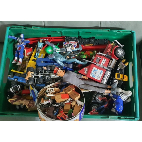 12 - Crate of vintage toys - cars / figures etc