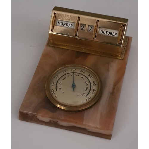 24 - Vintage Perpetual Calendar Desk Calendar with Thermometer