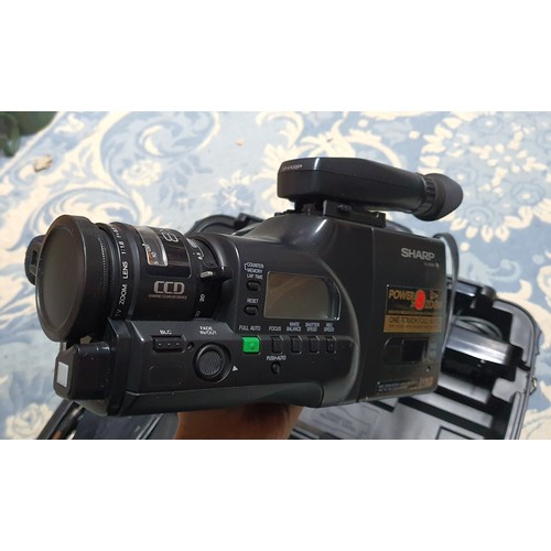 25 - Vintage Sharp video camcorder in case with accessories