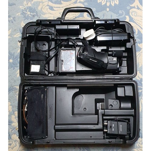 25 - Vintage Sharp video camcorder in case with accessories