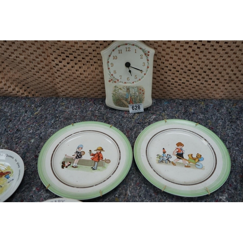 628 - A selection of vintage Czechoslovakian ceramic baby plates.  A Beatrix Potter Peter Rabbit Melamine ... 