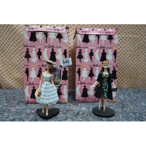 640 - Pair of Vintage Enesco Barbie Figurines Mint & Boxed