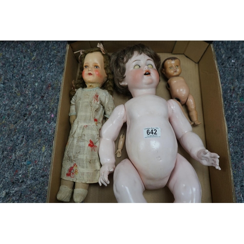 642 - 3 Antique German Dolls incl. Large Max Handwerck Bebe Elite