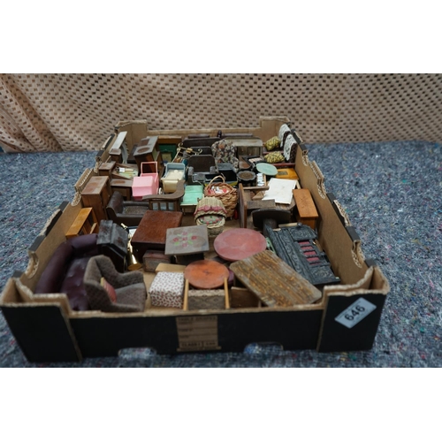 646 - A large selection of vintage dolls house furniture and accessories incl Rare Pit a Pat 1930s 3 Piece... 