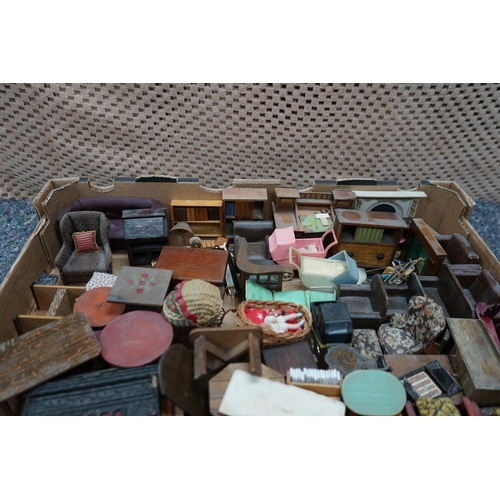 646 - A large selection of vintage dolls house furniture and accessories incl Rare Pit a Pat 1930s 3 Piece... 