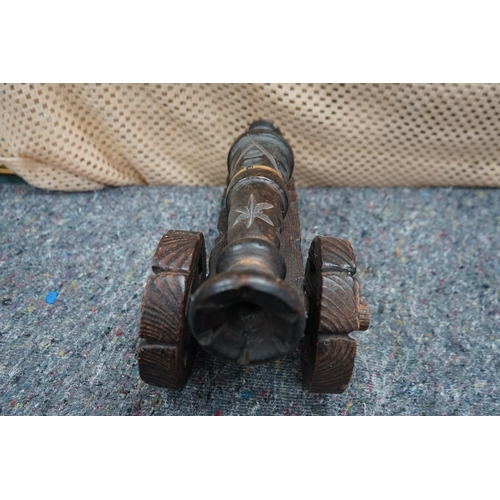 659 - Decorative Hand Carved Wooden Cannon