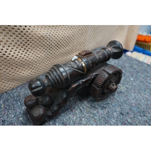 659 - Decorative Hand Carved Wooden Cannon