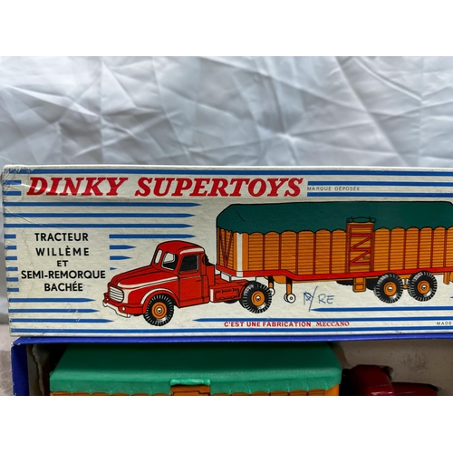 114 - French Dinky Super Toys  896 Willeme tractor and covered trailer Mint & Boxed