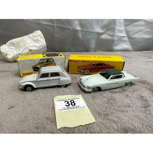 38 - French Dinky Toys 1413 Citroen Dyane & 24Y Studebaker Commander (both m & B )