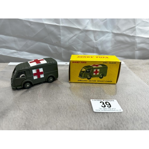 39 - French Dinky 80f Military Ambulance Mint with Mint Box