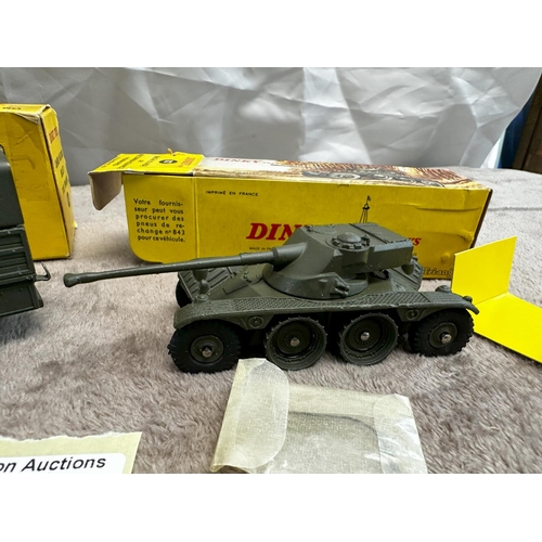 40 - French Dinky 818 Berliet All Terrain Truck & a 827 Panhard Armoured Car with Sealed Antenna