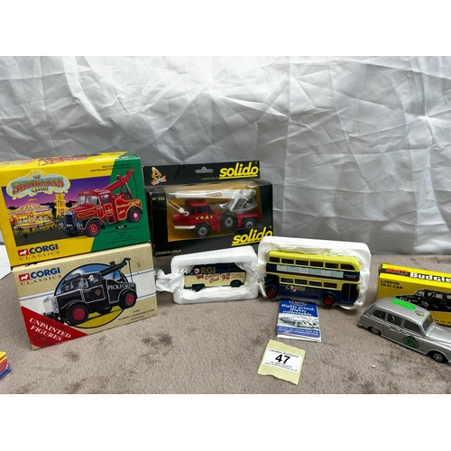 47 - Good Group of Corgi etc to include; Solido No 334 Camion Grue, 2 Corgi Collectors Club Bus', Budgie ... 