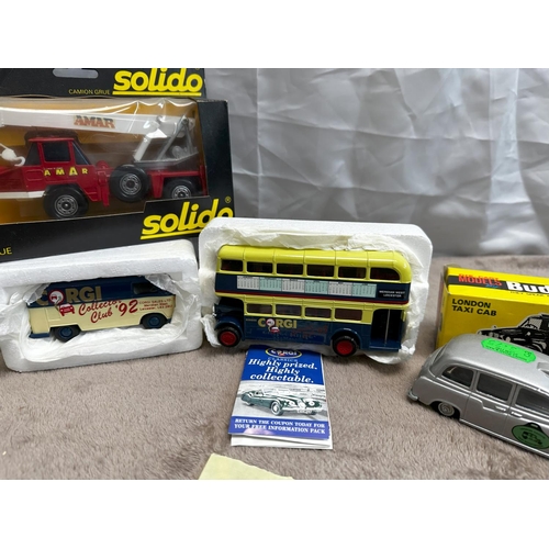 47 - Good Group of Corgi etc to include; Solido No 334 Camion Grue, 2 Corgi Collectors Club Bus', Budgie ... 