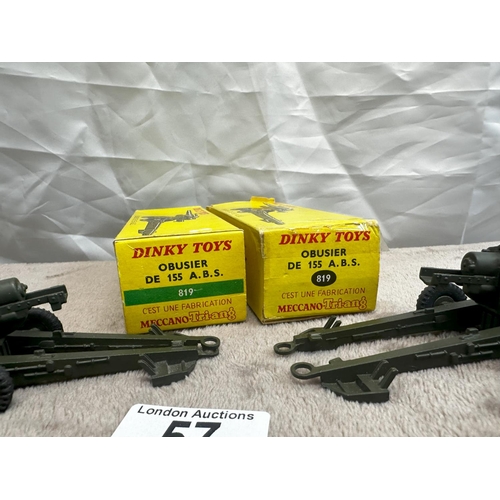 57 - Pair of French Dinky 819  155mm Howitzer ABS Guns (Mint & Boxed)