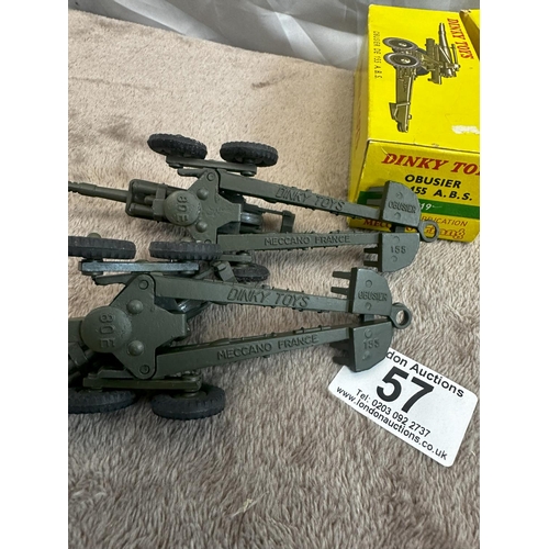 57 - Pair of French Dinky 819  155mm Howitzer ABS Guns (Mint & Boxed)