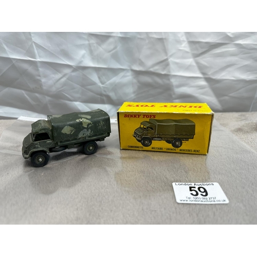 59 - French Dinky 821 Mercedes Covered Unimog Mint w/ Fair Box