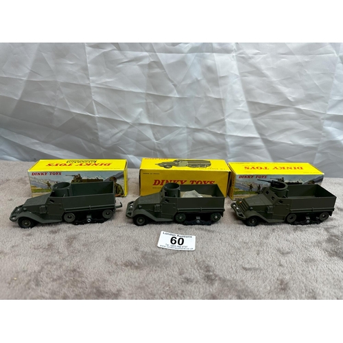 60 - Quantity of 3 French Dinky 822 US M3 Half Track Truck Mint with Fair / Mint Cond. Boxes