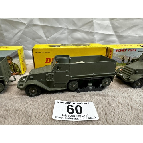 60 - Quantity of 3 French Dinky 822 US M3 Half Track Truck Mint with Fair / Mint Cond. Boxes