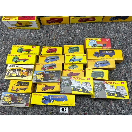 680 - Quantity of 37 Unused New and Boxed Reproduction Dinky Toys incl. French Dinky, Dinky Supertoys etc ... 