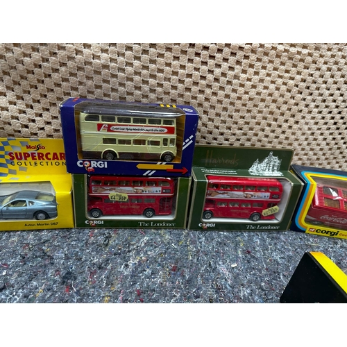 682 - Good Collection of Mint & Boxed Cars and Vehicles incl. Corgi, Maisto, Harrods etc