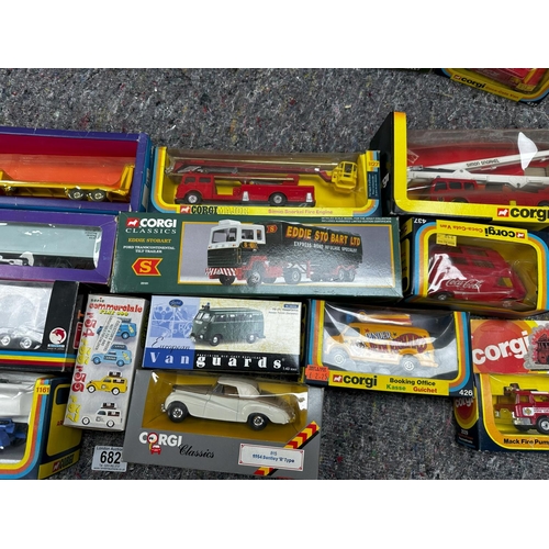 682 - Good Collection of Mint & Boxed Cars and Vehicles incl. Corgi, Maisto, Harrods etc