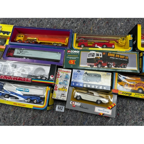 682 - Good Collection of Mint & Boxed Cars and Vehicles incl. Corgi, Maisto, Harrods etc