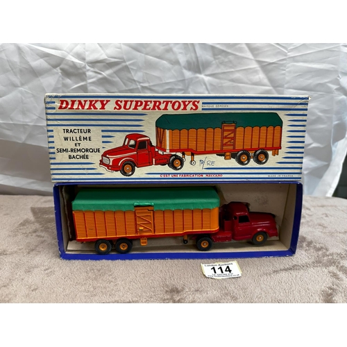 114 - French Dinky Super Toys  896 Willeme tractor and covered trailer Mint & Boxed