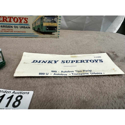 118 - French Dinky Super Toys  889 Berliet Paris Bus. (Mint and Boxed)