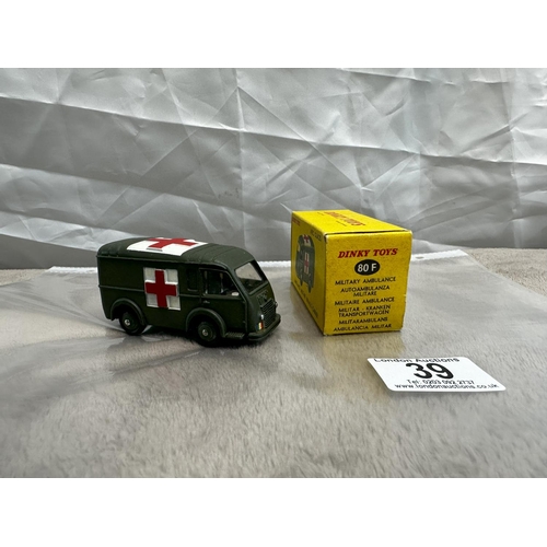 39 - French Dinky 80f Military Ambulance Mint with Mint Box