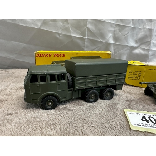 40 - French Dinky 818 Berliet All Terrain Truck & a 827 Panhard Armoured Car with Sealed Antenna