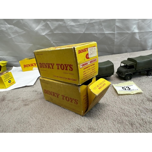 53 - Pair of French Dinky 821 Mercedes Unimog Trucks Mint & Boxed (Boxes fair)