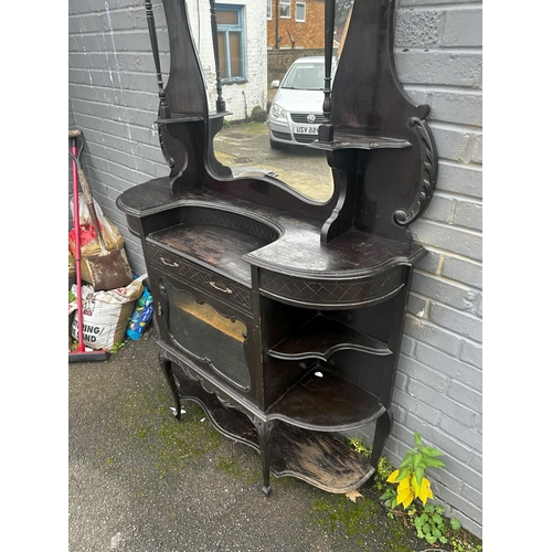 565 - Early 20th Century Ebonised Mirrored Chiffonier