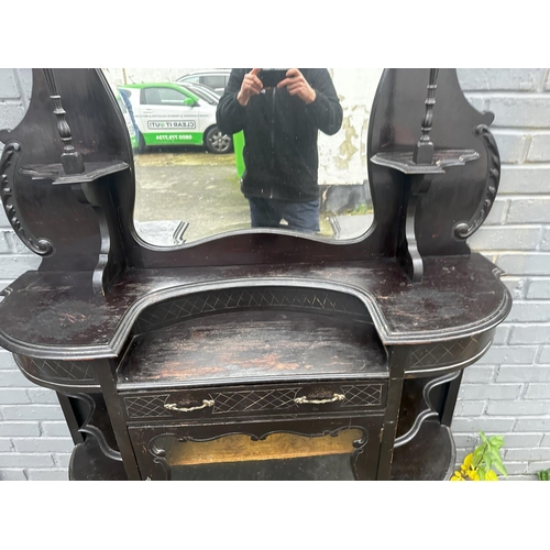 565 - Early 20th Century Ebonised Mirrored Chiffonier