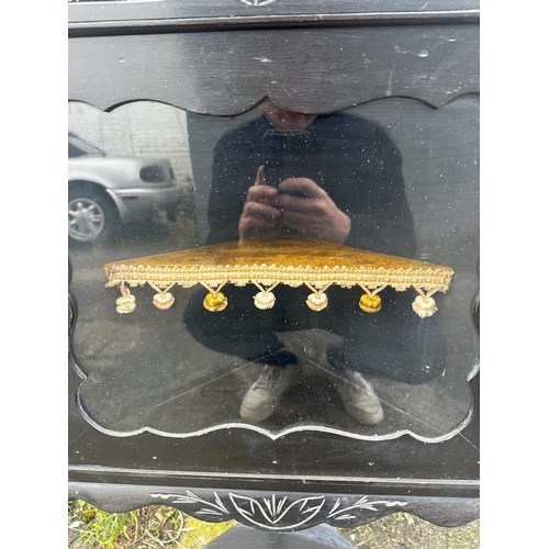 566 - Early 20th Century Ebonised Corner Display Cabinet