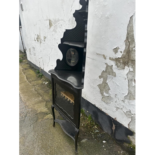 566 - Early 20th Century Ebonised Corner Display Cabinet